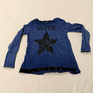Ruum Navy Black Floral Star Shirt w/Sequins S 7/8‎